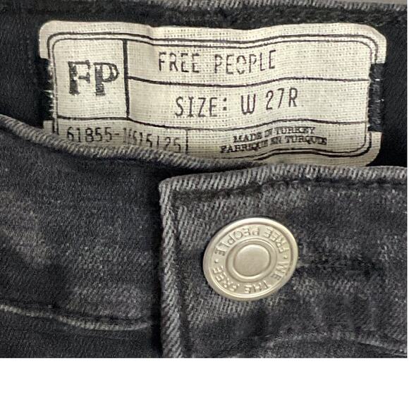 FREE PEOPLE Long Lean Black Subdued Camo High Waist Rise Jeans Skinny 27 Gorp - Picture 13 of 15